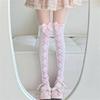 Calze Autoreggenti con Accenti di Fiocchi Stampa Cuore Scheletro Ragazza Anime Cosplay Festival Calze Lunghe Sopra il Ginocchio per Donne