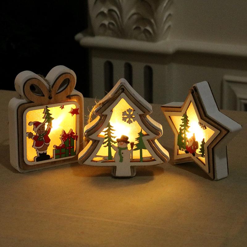 Christmas Decorations Christmas Lights Light Up Wood Pendants Christmas Tree Pendants Christmas Gifts