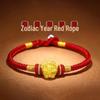 Vietnam Zodiac Red String Bracelet: Sand Gold & Brass Gold-Plated Lucky Beads - New Year Gift