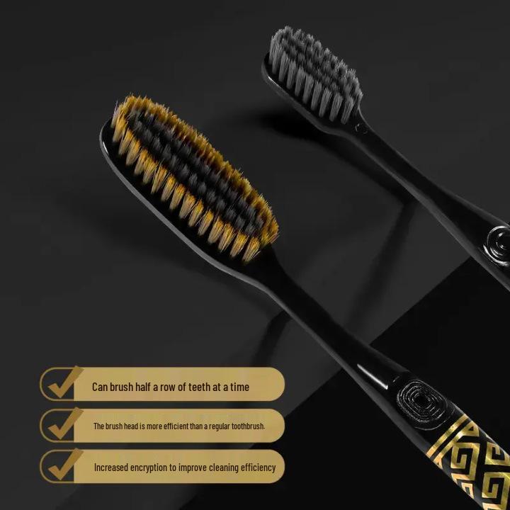 Black Gold 6-Piece Gift Set: Premium U-Shaped Wide Head Toothbrush for Home Teeth Cleaning & Gum Care