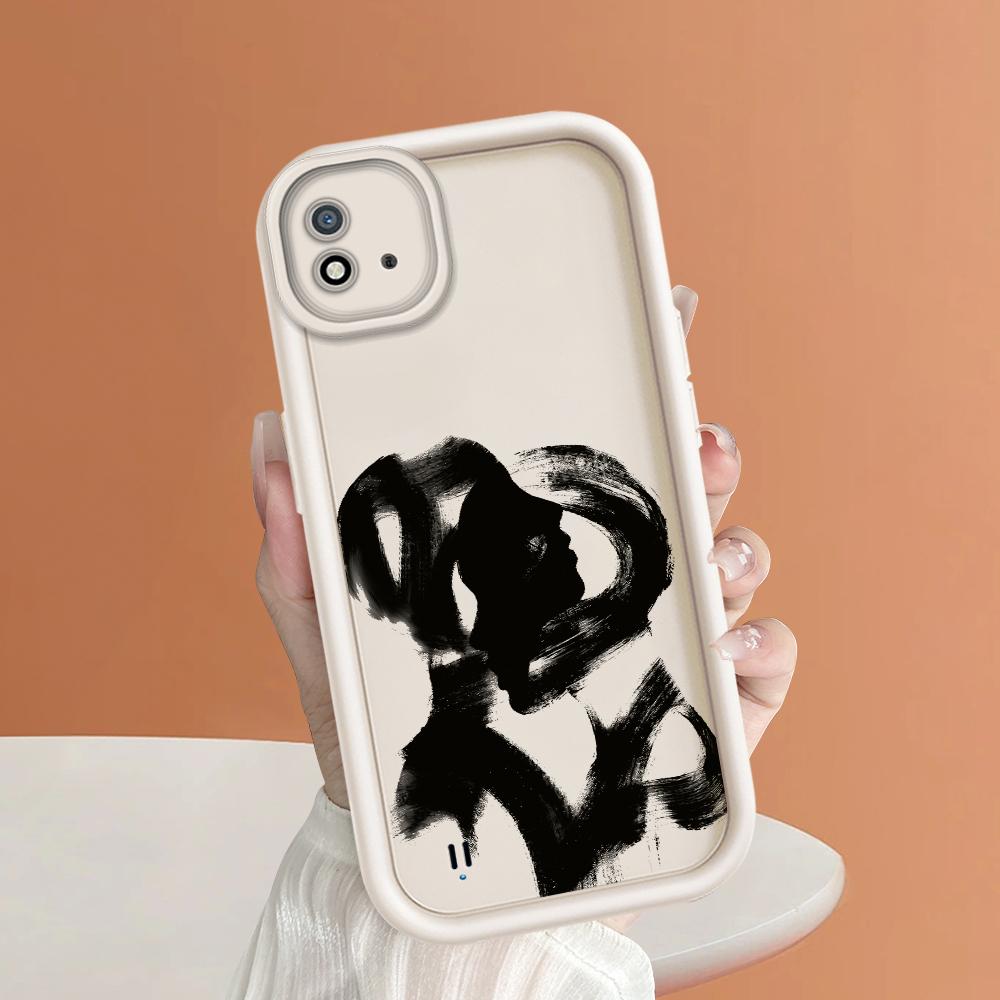 Soft Silicone Square Ladder Printing Pattern Phone Casing Full Cover Camera Shockproof Protection Rubber Case for OPPO Realme