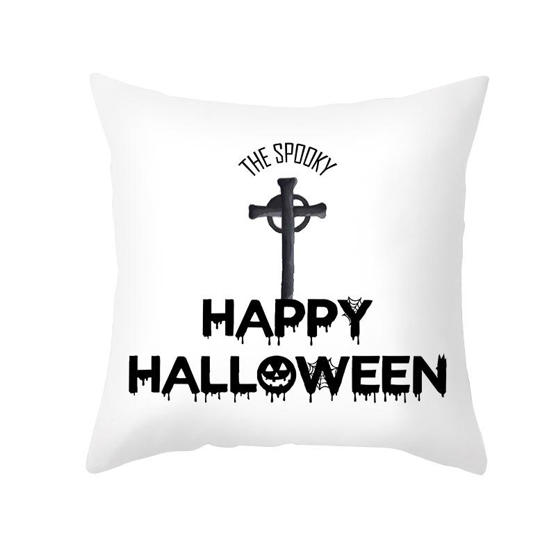New Nordic Halloween Throw Pillow Cover Black Letter Print Sofa Cushion Cover Cushion Cover Home