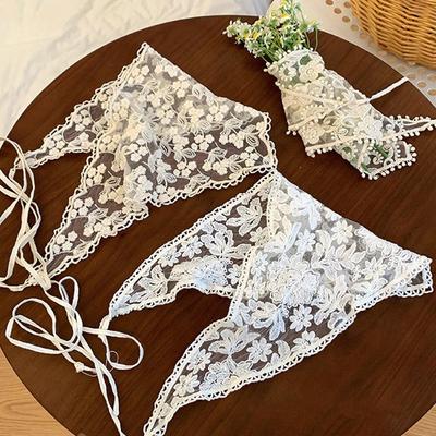 New Lace Kerchief Floral Print Hair Scarf Hair Band Bohemia Bandana Lace Hair Scarf Triangle Scarf