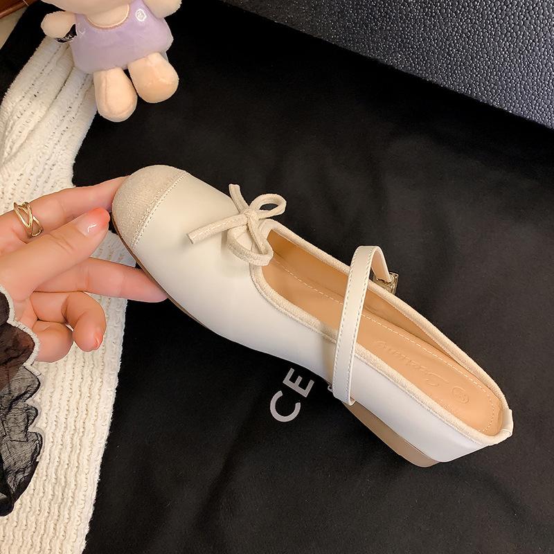 Women's Inner Higher Half Slip Bowknot Ballet Shoes One Strap Baotou Sandals