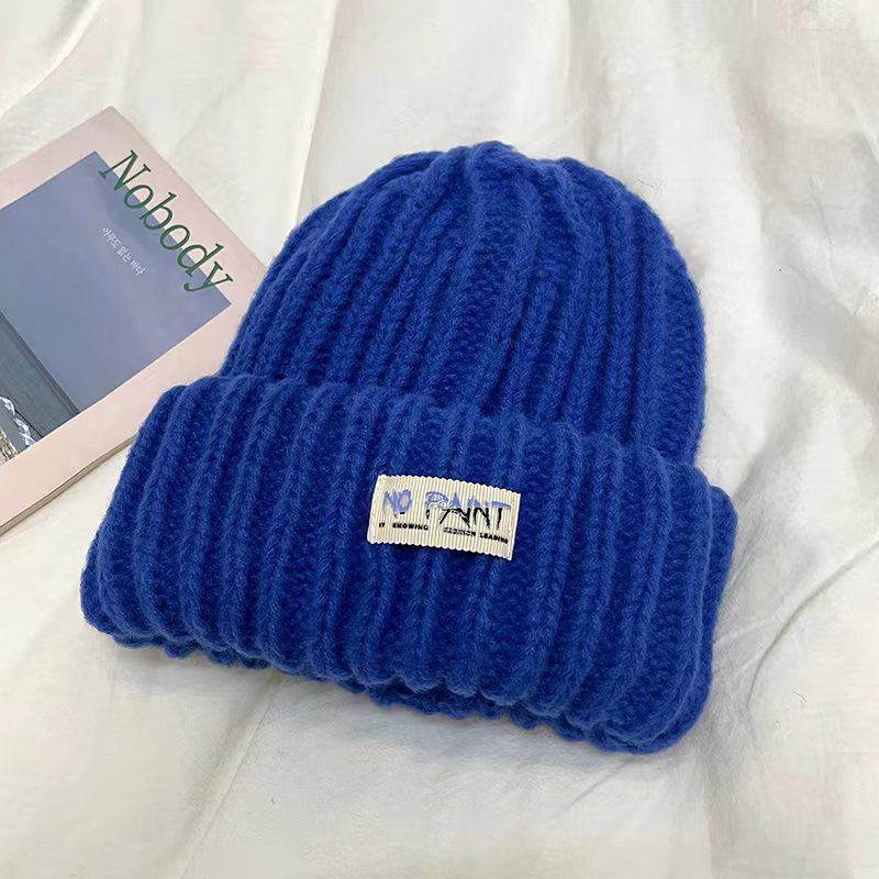 Big head circumference loose round face suitable wool hat women's winter warm face small knitted hat