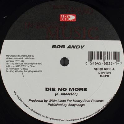 LP Record BOB ANDY - Die No More / Truth Is VPRD6033 VP Records 1996 US Reggae, Ska & Dub Used
