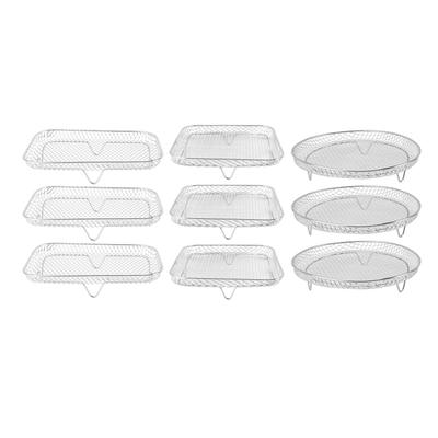 Set di 3 griglie per friggitrice in acciaio inossidabile 304, impilabili, multistrato, disidratatore, accessori per friggitrice da 8 pollici