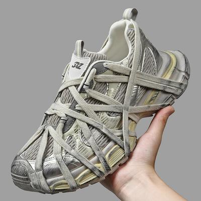 Men's Lace Up Street Sneakers Niche Thick Splicing Mixed Color Sports Shoes Arrival Vulcanization Shoes