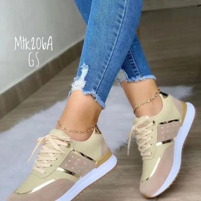 Women Sneakers Platform Shoes Leather Patchwork Casual Sport Shoes Ladies Outdoor Running Vulcanized Shoes Zapatillas Mujer