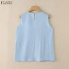 ZANZEA Damen Sommer Casual V-Ausschnitt Ärmellose Tanktops