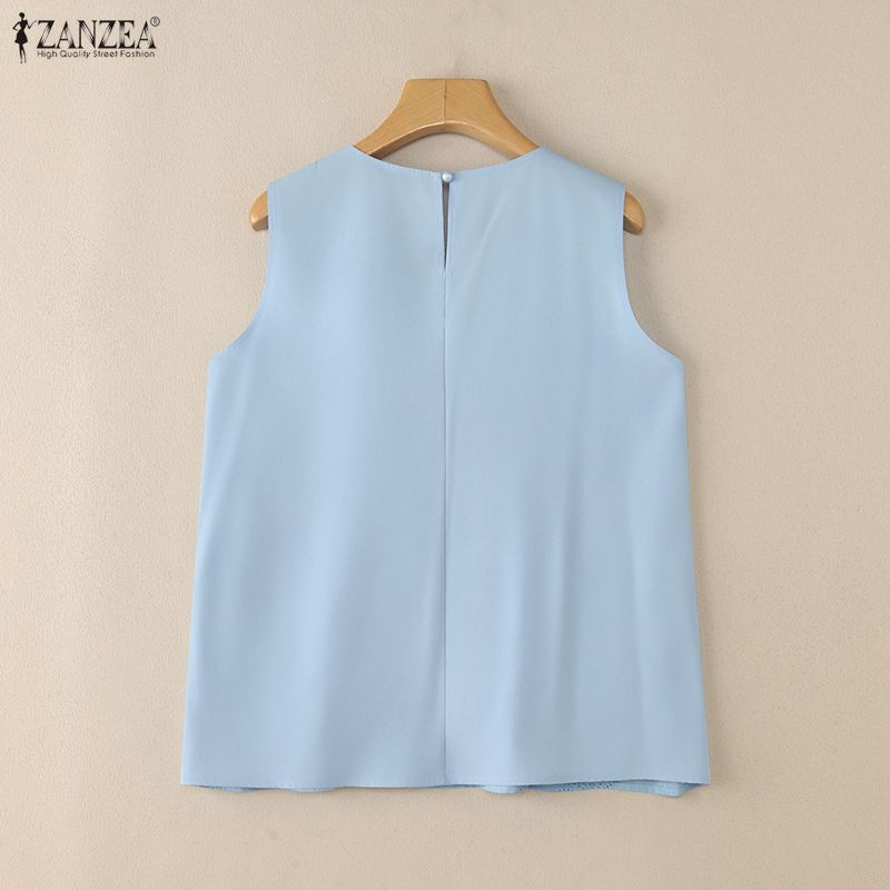 ZANZEA Damen Sommer Casual V-Ausschnitt Ärmellose Tanktops