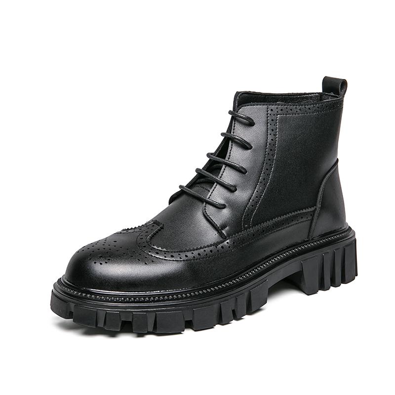 

Мужские высокие рабочие кожаные туфли на шнуровке, осенние, дышащие, ретро, коричневые, повседневные, мужские, кроссовки для походов на открытом воздухе 44 чёрный