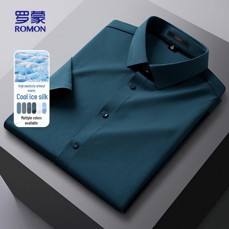 ROMON Men s High-Elastic Wrinkle-Free Short-Sleeve Shirt D2081 40