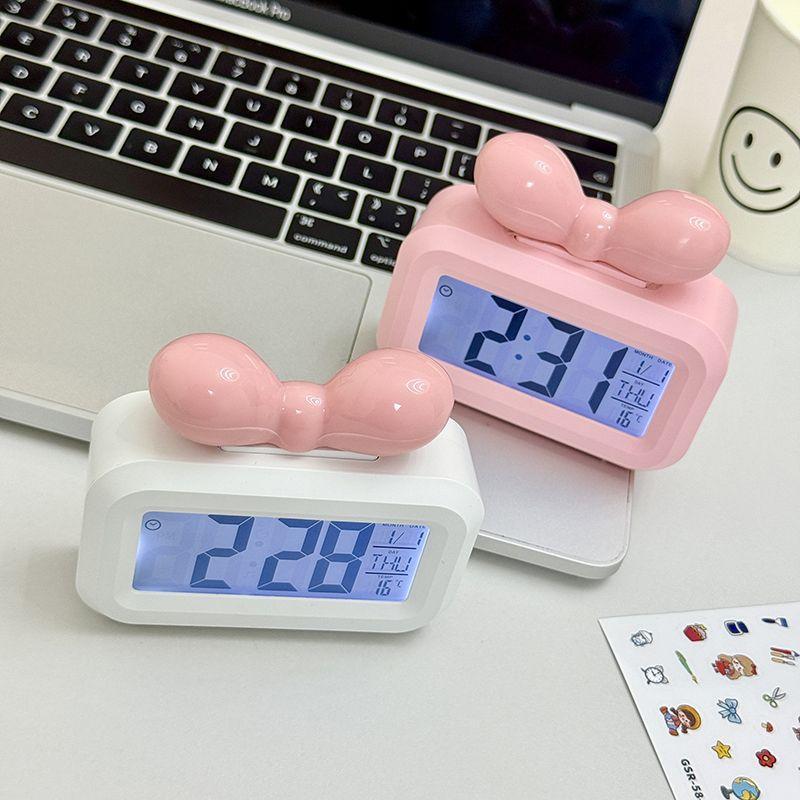 LED Digitaluhr Schleife Temperaturerkennung Wecker Niedliches Geschenk Mit Nachtlicht Mini Schreibtisch