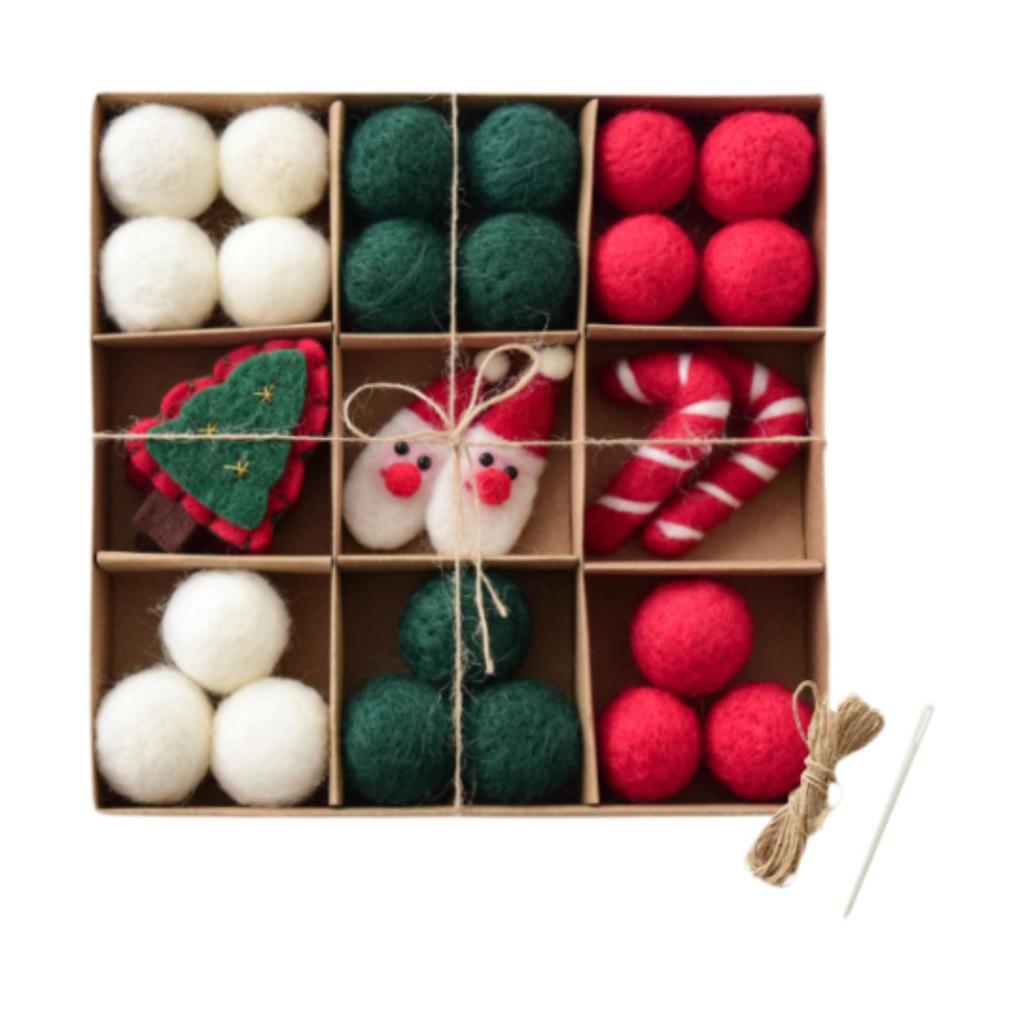 DIY Christmas Felt Ball Garland Set Cute Pom Pom Garland Christmas Ornaments for Wall Holiday Fireplace Living Room New Year