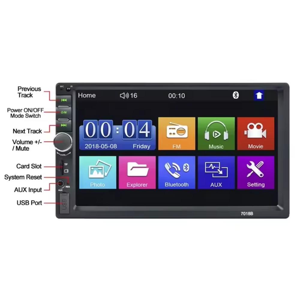 Universal 2 Din 7 Polegadas Tela Sensível Ao Toque Estéreo Auto Rádio Multimídia Player, Espelho Retrovisor Link/FM/TF/MP5 Áudio Do Carro