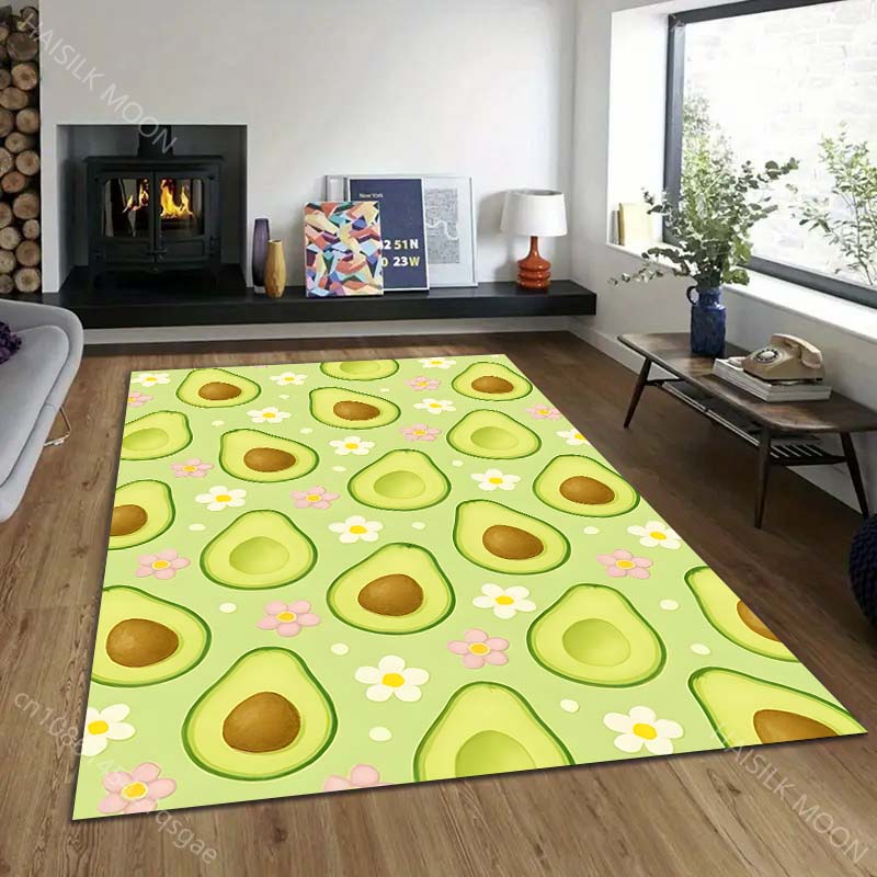 Mehrere Größen Blumen Avocado Teppich Muster Teppich für Wohnzimmer Schlafzimmer Sofa Heimdekor Rutschfeste Bodenmatte Luxus Geschenk