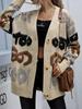 European and American Long Sleeve Jacquard Knitted Cardigan Sweater for Spring and Autumn
