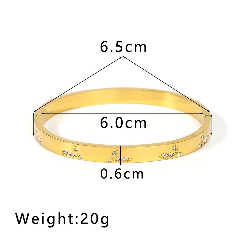 6mm Stainless Steel Zirconia Charm Bangle For Women Gold Color Rhinestone Bracelets