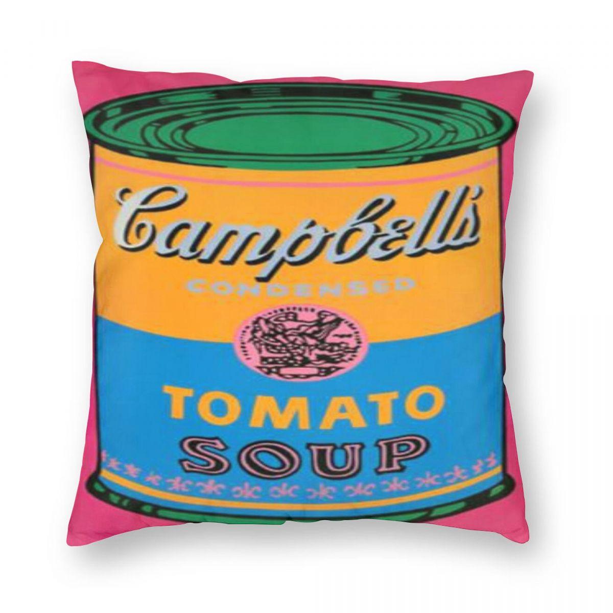 

Andy Warhol Tomato Soup Pillowcase Polyester Linen Velvet Printed Zip Decor Pillow Case Room Cushion Cover 18 12x12Inch