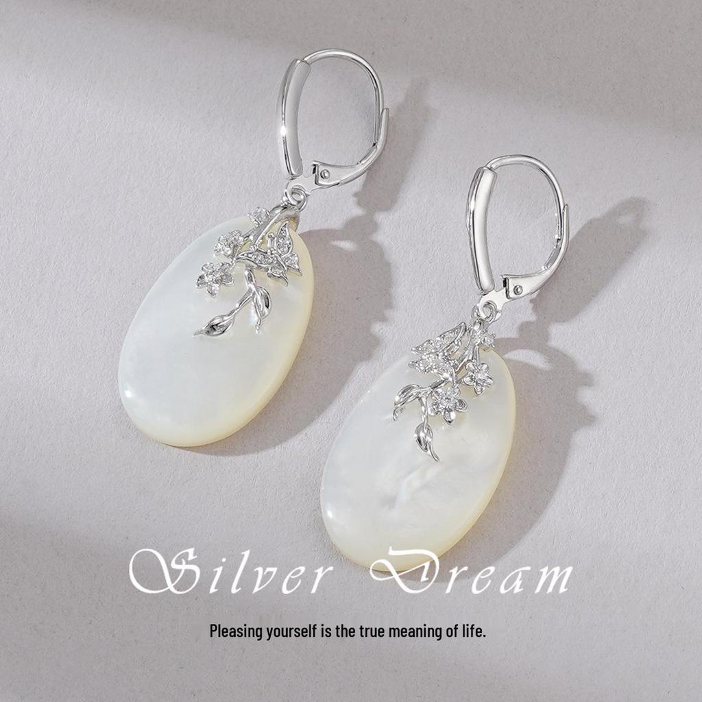 Exquisite Mother-of-Pearl Sterling Silver Luxury Earrings with Unique Face-Inspired Design