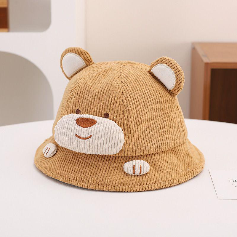 Children's Cute Bear Warm Bucket Hat - Korean Style, Windproof, for Boys and Girls