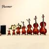Miniature Violin Figurine Wooden Mini Model with Stand Playable Tiny Ornament Musical Instrument Home Office Desktop Decoration Polished Wood