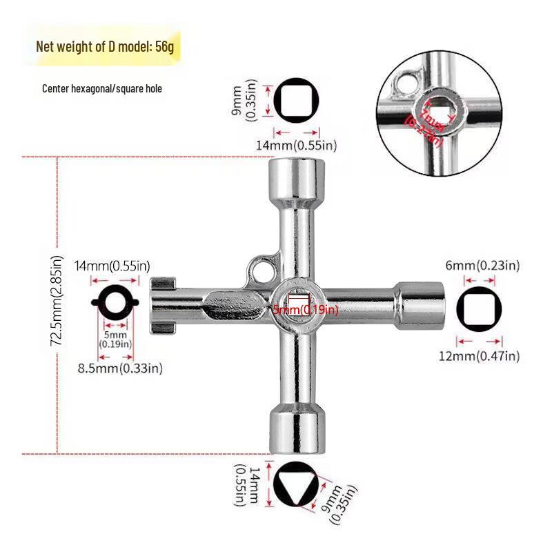 Multipurpose Triangle Wrench for Electrical Cabinets, Elevators, Cross Keys, and Water Meter Valves