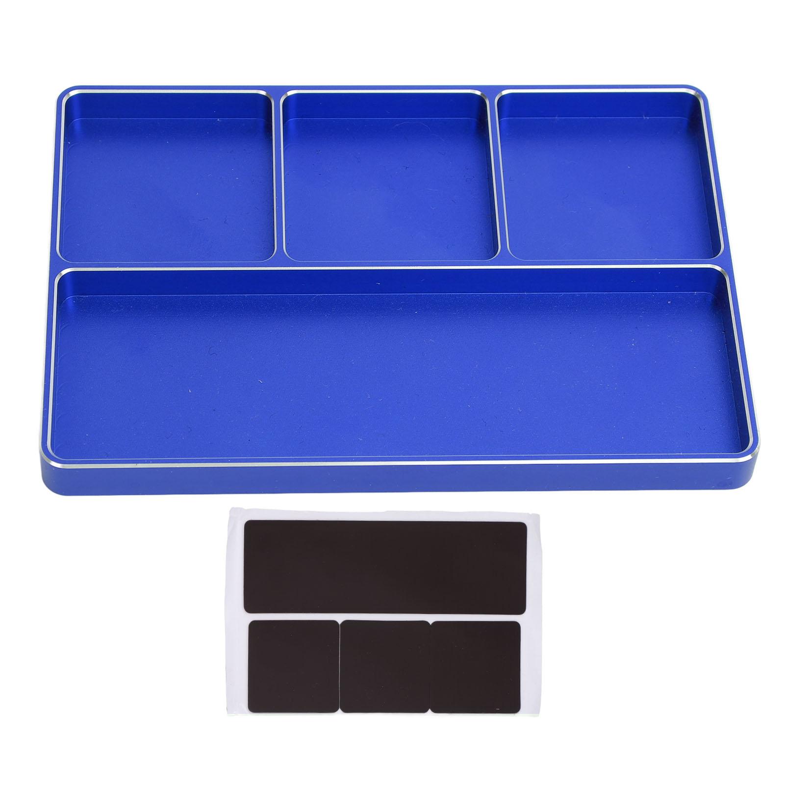 

RC Repair Screw Tray 4 Grids Aluminum Alloy Screw Tray with Magnetic Pad for 110 18 RC Car RC синій