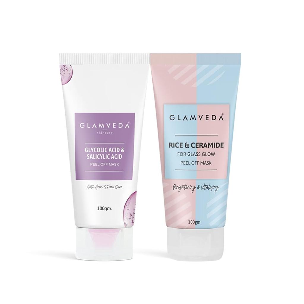 GLAMVEDA Rice & Ceramide And Glycolic & Salicylic Anti Acne Peel Off Face Mask (200 ml) | For Oily & Acne Prone Skin | Oil balancing, Deep Cleansin