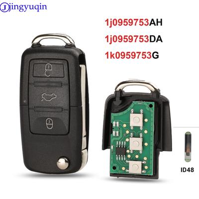 Jingyuqin Sklopný obal kľúča pre VW Volkswagen Golf Passat Polo Jetta Touran Bora Sharan ASK 5FA009263-10 1K0959753G 433mhz ID48