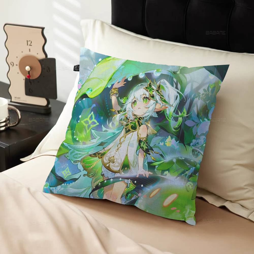 Genshin Impact Kawaii Anime Nahida Cushion Cover Polyester Sofa Cushions Decorative Throw Pillows Home Decoration Pillowcover