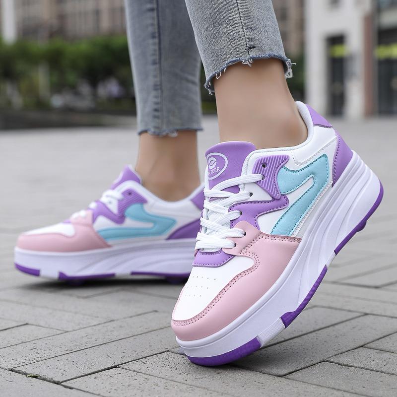 

Детские кроссовки Четырехколесные студенческие деформированные роликовые коньки Обувь для мальчиков с колесами Роликовые коньки для девочек Модный новый стиль 42