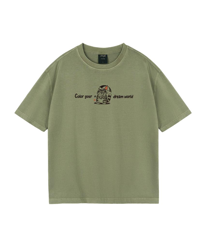 WILDROCK Hollysheesh Dream Coloring Cat Pigment Oversized Short Sleeve T-Shirt_6 Colors (Crop Included) (Type A)