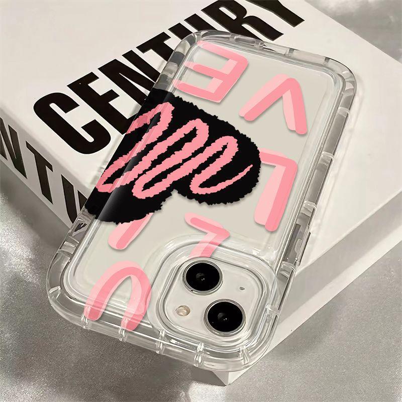 Ins Simple English Apple 15 Mobile Phone Case Iphone14promax Transparent Soft Rubber 13/12/11 Anti-drop XR