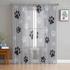 Tulle Curtains for Living Room Dog Paw Black Gray Bedroom Study Window Sheer Curtains Kitchen Balcony Interior Voile Curtains