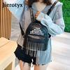 Rivets Women Backpack Female Tassel Anti Theft School Bag Backpacks for Adolescent Girls Bagpack