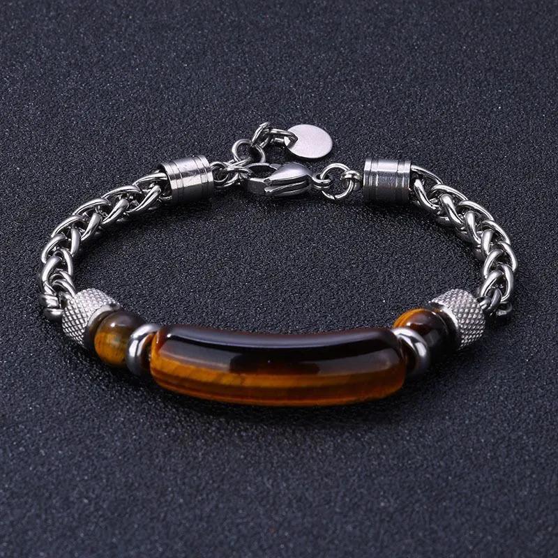 Hip-Hop Handschmuck Kette Spleißung Reiner Natürlicher Tigerauge Stein Herren Armband Schmuck