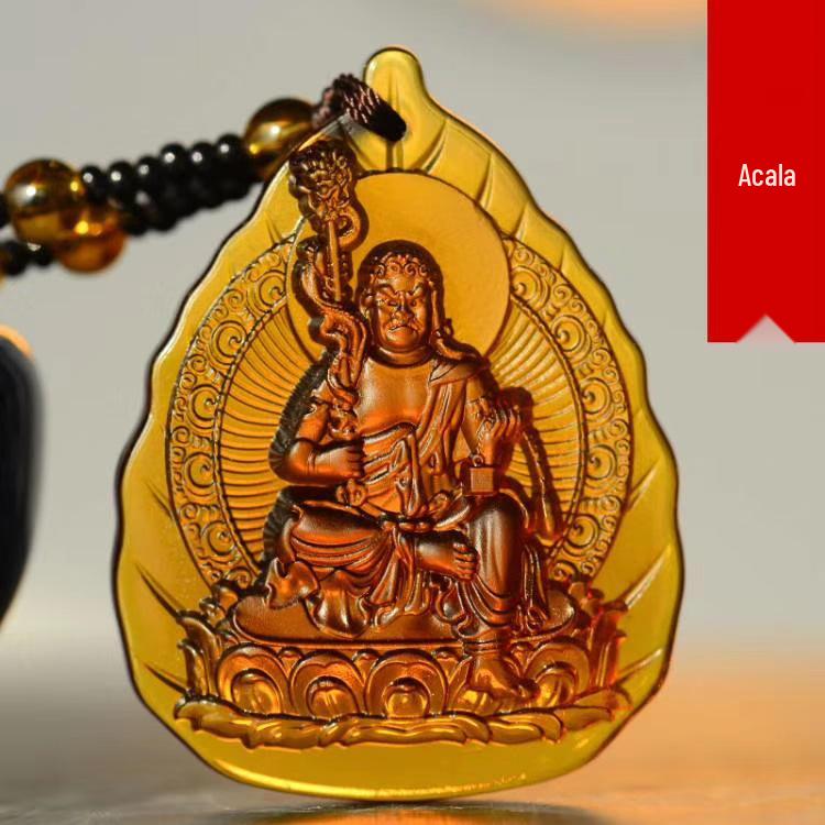 Glazed Pendant: Eight Guardian Deities, Zodiac Birth Buddha, Thousand-Hand Guanyin, Manjushri Bodhisattva Necklace