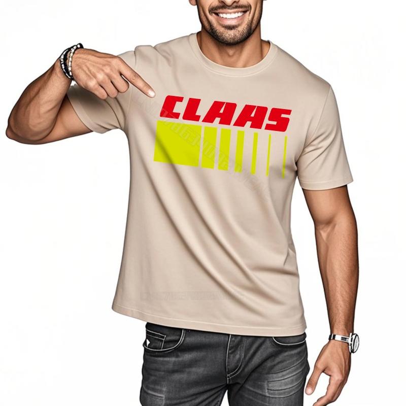 T-Shirts für Unisex Vintage Rundhals-T-Shirt Claas Logo Auf Schwarz Tägliches Tragen Trendiges T-Shirt Mode Bequem Rundhals-T-Shirt