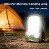 Solar USB Rechargeable Clip-On Camping Light, Waterproof LED Tent Lamp 3 Brightness Modes Portable Outdoor Lantern for Hiking Fishing Emergency