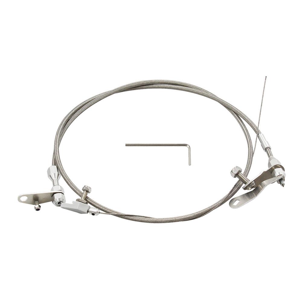 Stainless Braided Kick Down Cable Transmission Detent Fit For Ford C6 Trans C-6