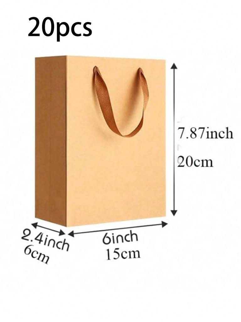 10/20pcs Gift Bags Handled Paper Bags Goodie Bags With Cloth Handles Gift Wrap Bags Shopping Bags Merchandise Bags For Business.