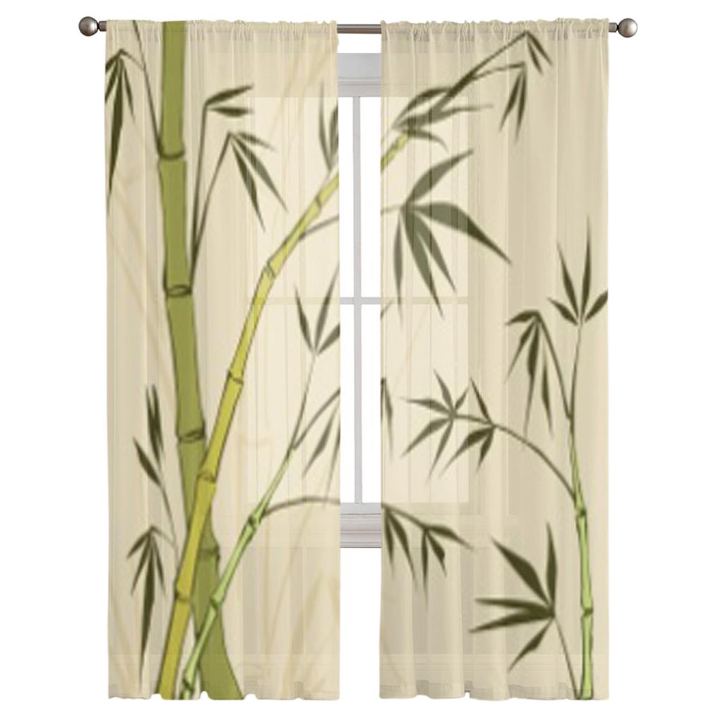 Pictură de Bambus Conține Transparențe Gradienți Tul Perdele Subțiri pentru Decorare Living Bucătărie Perdele Voal Organza