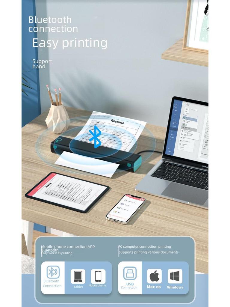Phomemo M08F Portable A4 Inkless Thermal Printer for Office and Tattoo Use
