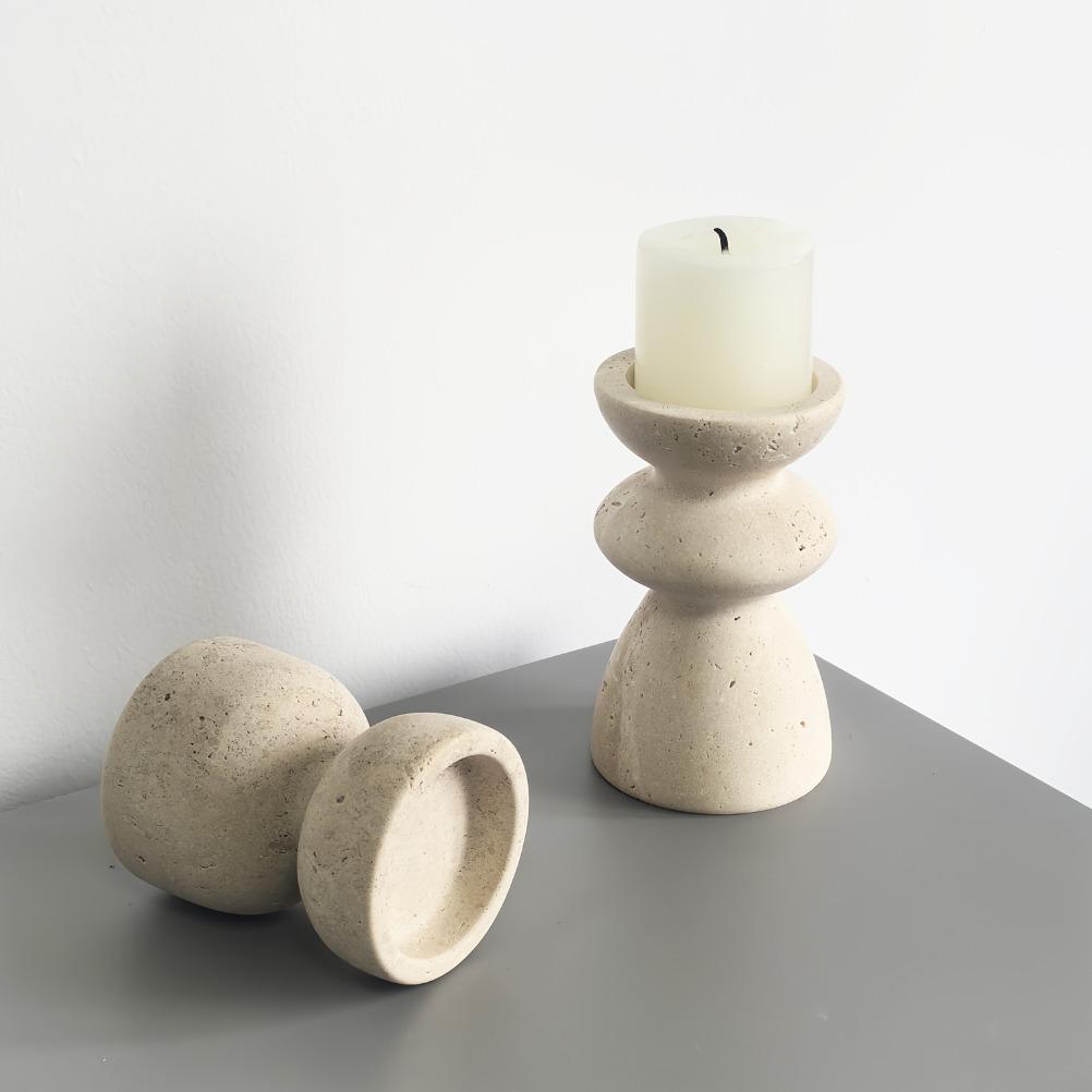Vintage Marble Candle Holder Cave Stone Candle Holders Living Room Desktop Craft Cup Shaped Candle Holder Home Decoration