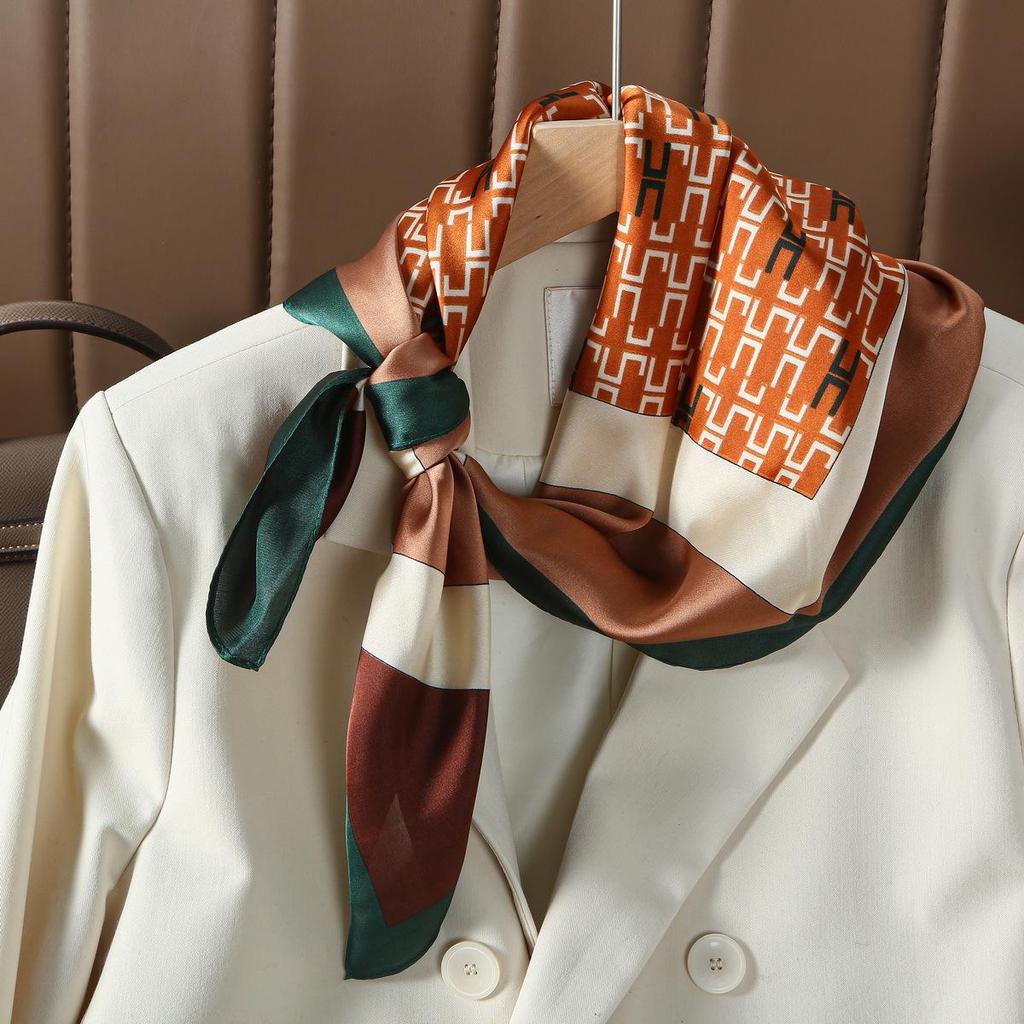 H Women's Silk Square Scarf: Decorative, Sunscreen, Korean Style