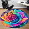 1pc Rainbow Rose Office Round Area Rug, Indoor Mat Suitable ForOffice, Under Office Chairs Bedroom Living Room Home Decor, Room Decot072