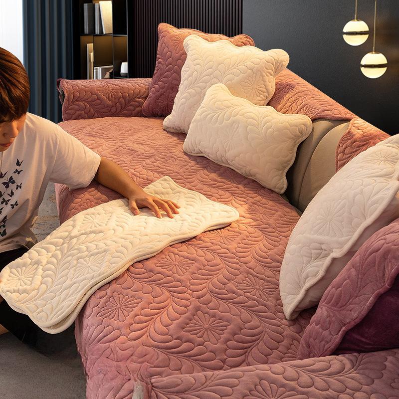Plush Sofa Cushion Winter Cover Cushion All-inclusive Non-slip Household European Sofa Cover All-season Universal Seat Cushion