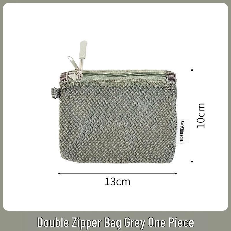 Korean Style Double-Layer Recycled Polyester Mesh Zipper Pouch for Lipstick, Coins, and Sundries